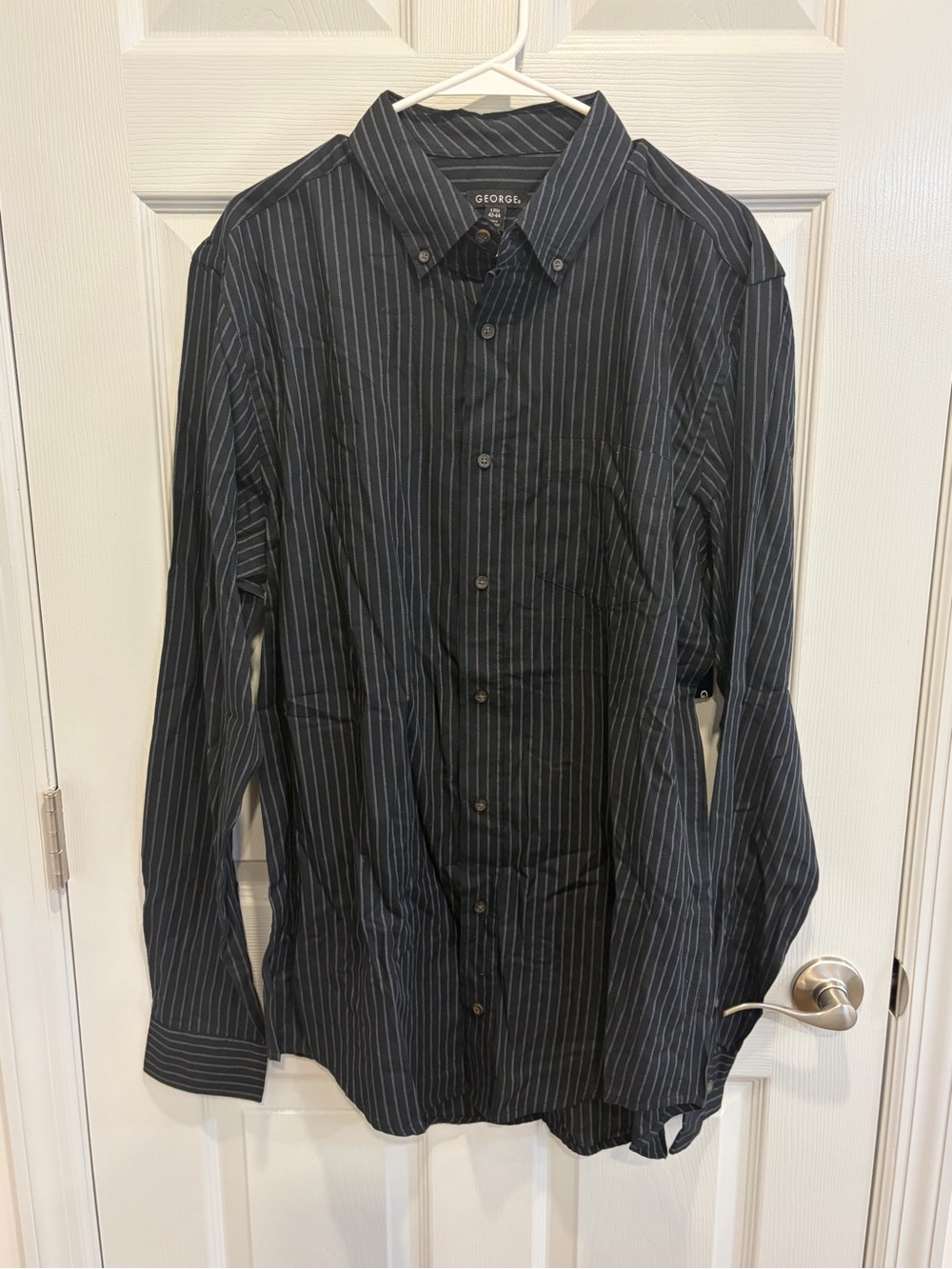 George Men's Black Pinstripe Dress Shirt